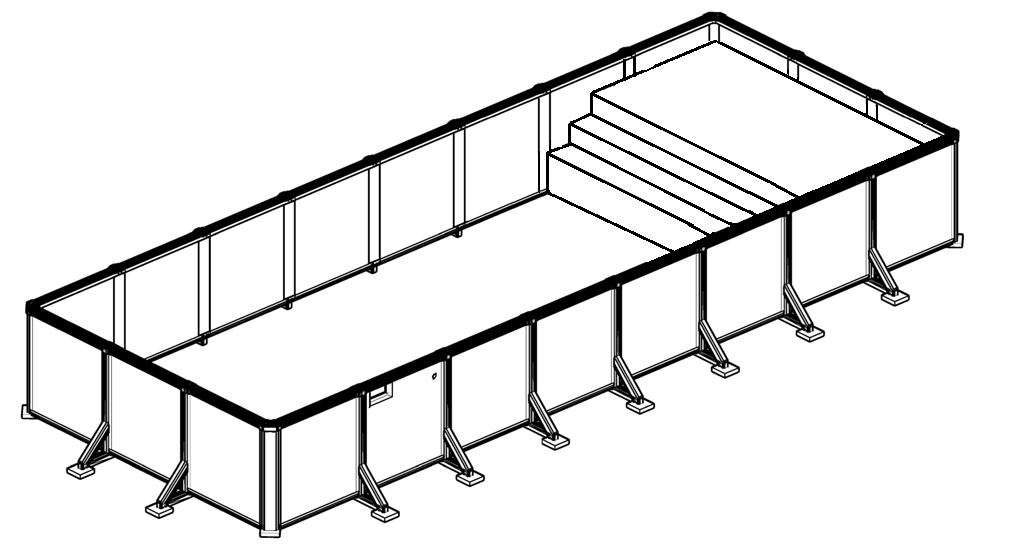 Above Ground Rectangle Pool with Walk-In Stairs with Sun Deck